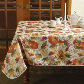 Violet Linen European Fall Harvest Fruits Tablecloths, 60 in x 120 in, Multi