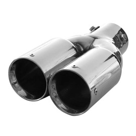 Rumplex Exhaust Trim Double Pipe Double Round Stainless Steel Sports Exhaust Tailpipe End Pipe Trim Exhaust Tips Tailpipe Trim Silencer Tip Universal Exhaust Pipe Chrome Rustproof