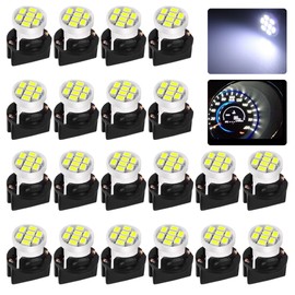 GLOFE T10 194 168 bombillas LED blancas para instrumentos con enchufe T10 de bloqueo giratorio, superbrillante T10 para panel de instrumentos, cúmulo, 12 V, 8-SMD, chipset LED, 20 unidades/juego