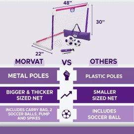 Morvat Pink & Purple Soccer Goal Net Set for Kids, Indoors & Outdoors, 2 Pack