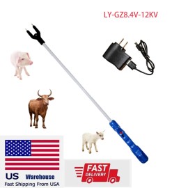 Unbranded Rechargeable Livestock Prodw/ LED Electric Cattle Prod Stick for Cow Pig Goat