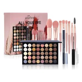 Paleta Sombras 40 Neutros+brochas Pinceles Maquillaje