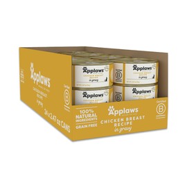 Applaws Wet Cat Food, 24 Count, Limited Ingredient Canned Wet Cat Food, Chicken Breast in Gravy, 2.47oz Cans