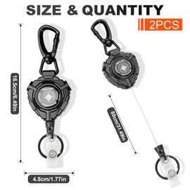 IETWATE Pack of 2 Lanyard Extendable, 360° Rotating Carabiner Key Fob Extendable, Anti-Theft Extendable Key Fob, Retractable Key Ring with 80 cm Steel Wire Rope, d'Alene to