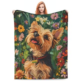 PXLNJHO Yorkie Blanket Gifts for Women Men Adults Dog Lovers, Yorkshire Terrier Plush Fleece Throw Blankets, Cozy Soft Warm Bedding Decor for Sofa Living Room Travel 50"x60"