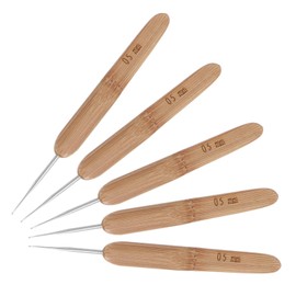 SEWACC Dreadlocks Crochet Hooks Set 0.5mm Single Double Triple Hooks Bamboo Handle Hair Weaving Needle for Braid Craft Easy to Hold