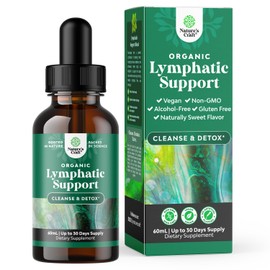 Certified Organic Lymphatic Drainage Drops - Herbal Lymphatic Cleanse and Immune Support Supplement with Echinacea Goldenseal & Red Clover Extract - Vegan Non GMO Alcohol and Sugar Free - 30 Servings