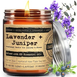 Juniper Lavender Eucalyptus Candles for Home Scented - 8oz Aromatherapy Candles for Relaxation Stress Relief Soothing Anxiety Yoga Meditation Spa Sleep Bath Healing Calming Candle Gifts for Women Men