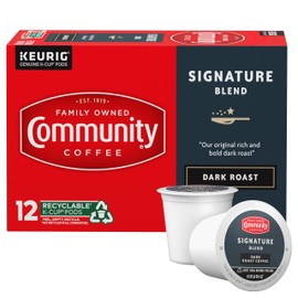 Community Coffee Signature Blend, Dark Roast Single-Serve Keurig K-Cup Pods, 12 Count (Pack of 1)
