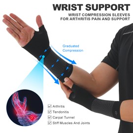 Doc Miller Arthritis Gloves for Women – Pain Compression Sleeves, 20-30 mmHG Thumb, Wrist and Hand Support for Comfort and Mobility, 1 Pair