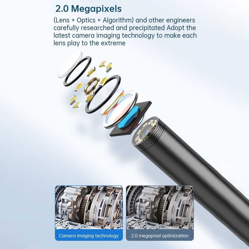 Endoscope Camera with Light, IP67 Waterproof Borescope with 8 LED