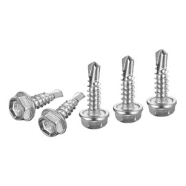 DTGN #10x3/4" Hex Washer Head Self Drilling Screws - 100Pack - Good for Machine - 410 Stainless Steel - Self Tapping Sheet Metal Screws