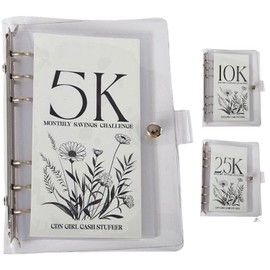 Noxozoqm 12-Month Envelopes Money Saving Challenge Binder, Budget Binder With Cash Envelopes, A5 Size, Floral Theme, 12 Pages, PVC Material, Dust Resistant