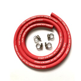 Fuel Line Hose 4AN 1/4 Inch High Pressure Hose 2.8Mpa 400PSI 6mm 5FT for Fuel Systems Engines Tube Hose (Attached Hose Clamp)