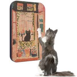 LESISSMER Art Cat Wall-Mountable Scratching Board 16.7x11x1 Inch Cat Wall Scratch Pad and Scratcher for Indoor Cats Furniture Protector（The Open Window）