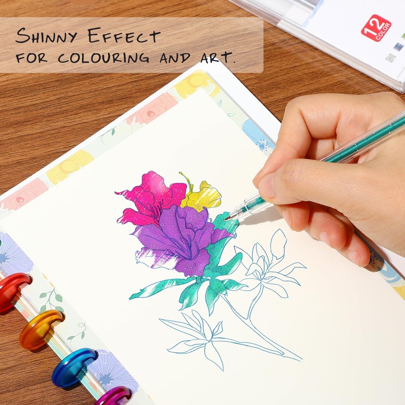 Wincredulous 24Pcs Glitter Ballpoint Pens & Refills Set (Multicolor, 24Pcs)