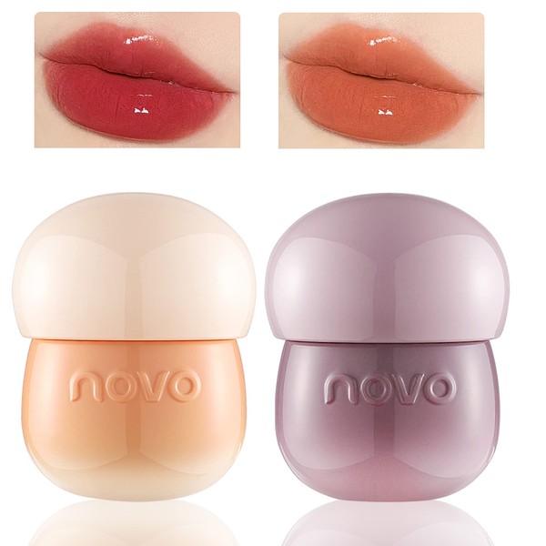 Bekoeen 2Pcs Tinted Mushroom Lip Gloss, 12 Hours Long Lasting
