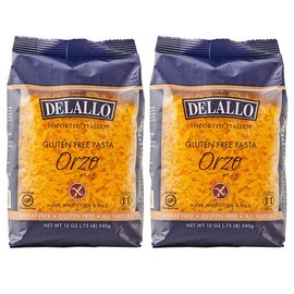 DeLallo Gluten Free Orzo Pasta, 12 oz Bag, (2 Pack), Made with Corn and Rice Flour, Handcrafted in Italy, Non-GMO, All Natural, Kosher