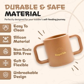 RoyalTots Silicone Baby Cup - Leak-Proof Toddler Snack Cups, 6-12 Months & Training Cups for Toddlers 1-3 | Leak-Proof, BPA-Free, Spill Proof (brown)