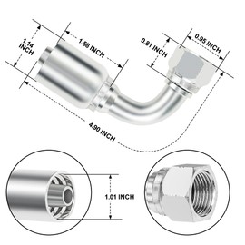 ANCIMOON 1/2'' Hydraulic Fittings 90 Degree, 1/2'' JIC × 1/2'' Hose, Size #08 Single Wire Hydraulic Hose Repair Kit, 10PCS