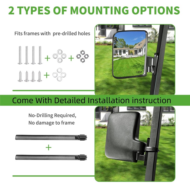 10L0L Universal Golf Cart Side Mirrors - Golf Cart Mirrors