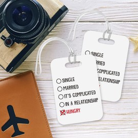 LT242 Single/Married/It's Complicated/in a Relationship/Hungry Novelty Funny Unique Designer Gift Glossy Plastic Suitcase Luggage Tag