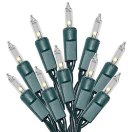 Clear Christmas Lights Green Wire, 100 Incandescent Mini String Lights Set for Indoor Outdoor Holiday Lighting Decoration, Christmas Tree Lights, Static Flashing UL Certified