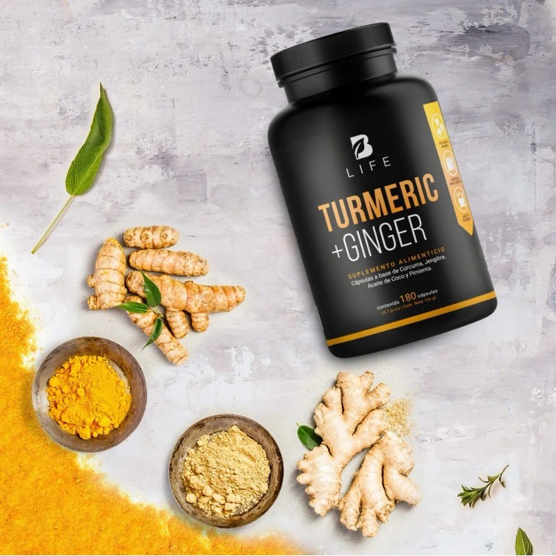 Cúrcuma + Jengibre Con Aceite De Coco 180 Cápsulas B
