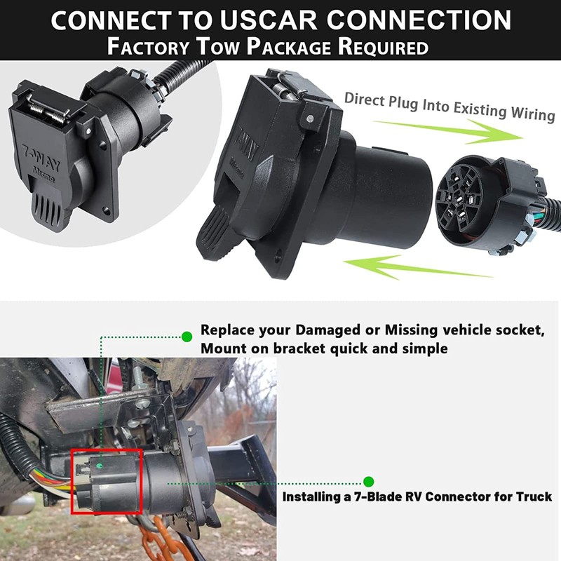 MECMO OEM Style Replacement 7-Way RV Blade Socket, USCAR to