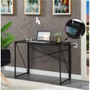 Pemberly Row Folding Desk with Charging Station in Black Metal