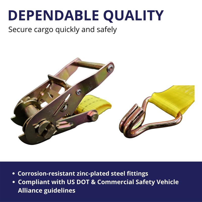 8 Pack 1.5" x15' Ratchet Strap 4400LB