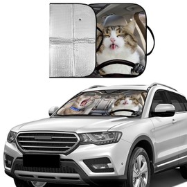 Foldable Automotive Windshield Sunshades | car Windshield Sun Shade | Accordion Sun Shade | Car Shades for Front Windows for Car Sedan Truck SUV Windshield Sun Shade 54" L x 27.6" W - Cats