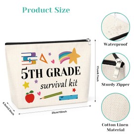 5th Grade Teacher Gifts Cosmetic Bag Back to School Graduation Birthday Presents for Teachers Toiletry Bag Thank You Appreciation for Women Friend 5th Grade Teachers Travel Makeup Pouch