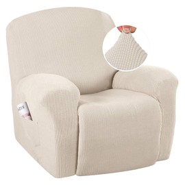 H.VERSAILTEX Super Stretch Recliner Cover Recliner Couch Covers Recliner Chair Cover Form Fitted Non Slip Reclining Slipcovers for Standard Large Recliner, Soft Thick (1 Pack, Beige)