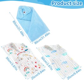 GXGM Baby Towel Hood, Baby Towel Newborn, Newborn Bathrobe, Newborn Towel with 2 Pieces Towel