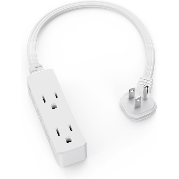 Flat Plug Extension Cord with 3 Outlets - 1 ft