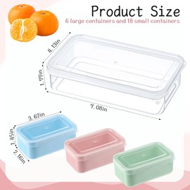 6 Set Snack Containers with 3 Removable Compartments, Stackable Meal Prep Boxes with Lids, Food Storage Containers, Portion Control Container for Fridge Snack, Fruit, Microwave Dishwasher Safe