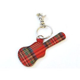 JAJABOON Guitar Case Type Pick Case Key Holder (with Pick) [ROYAL Tartan] Leather, Plaid, Retro