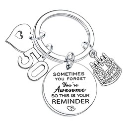 Nfyxcaz Happy 50th Birthday Keychain Gifts for Women Inspirational Birthday Keyring for Mum Dad Sister Brother Birthday Keychain for Friends BBF Birthday Keyring (50th birthday keychain gifts)