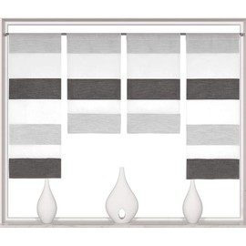 Design Mini Panel Curtain Set Anthracite 2291 | 4 Pieces | Panel Curtain Total Width 120 cm (4 x 30 cm) Height 80/60/60/80 cm