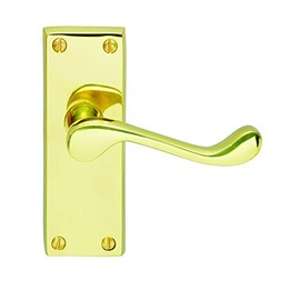 Carlisle Brass Victorian Scroll Lever On Backplate - Latch (Contract Range) - Brass, Gold, 12 cm x 4 cm