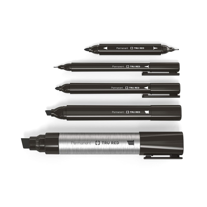 TRU RED Staples Tank Permanent Markers, Chisel Tip, Assorted, 36/Carton