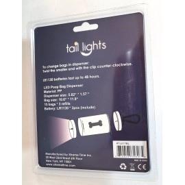 Tail Lights LED Poop Bag Dispenser with Leash Clip & 3 Refills (30 Bags Total)