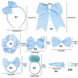 45Pcs Sky Blue School Girls Hair Accessories Kit Sky Blue Bow Headband Hair Clips Ponytail Holder Bow Hair Barrettes,Hair Accessories for Girl Birthday Gift
