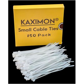 KAXIMON Cable Ties Clear Small 100mm x 2.5mm (150 Pack),White Plastic Zip Ties Heavy Duty with 27lbs Tensile Strength, Self-Locking Nylon Plastic Wire Ties Wraps for Office, Household and Outdoor