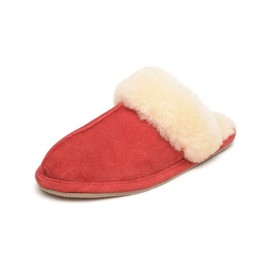 Minnetonka Women's Sheepskin Slide, Red, 8 M