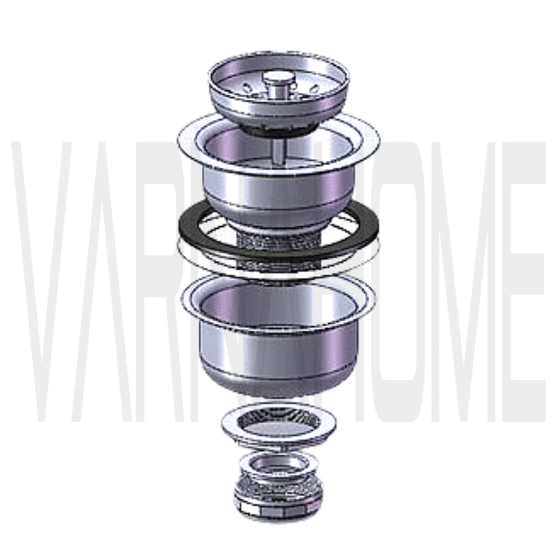 VARNAHOME 3-1/2 Deep Cup Kitchen Sink Drain Assembly, 304 Stainless