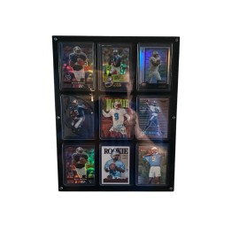 Xtreme Slabs Black acrylic 9 pocket wall display For 3x4 Toploaders With Magnetic Face.