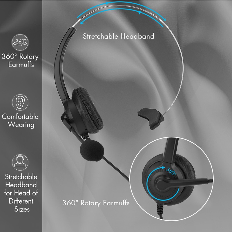 Noise Cancelling Call Center Headset Comfortable Wearing Telephone Headset -