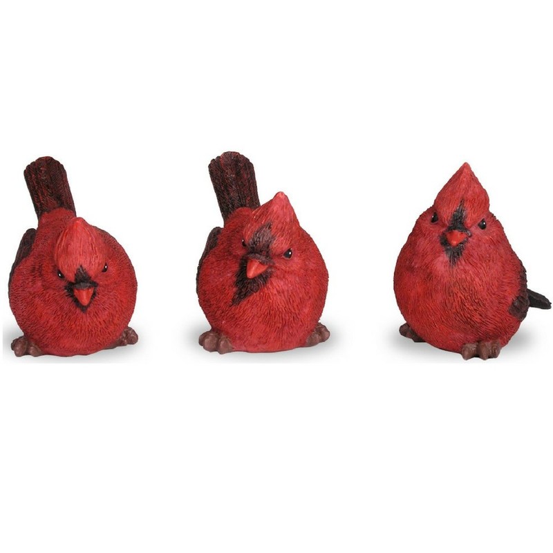 Cardinal Figurine Birds Decoration - Set of 3 Styles -